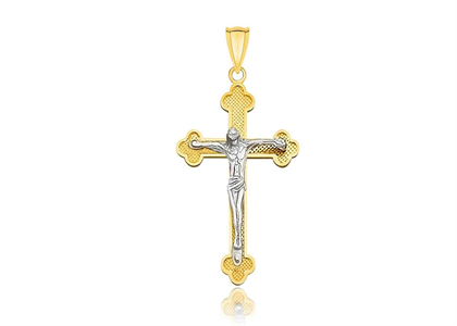 Two Tone Plated Cross Crucifix Pendant